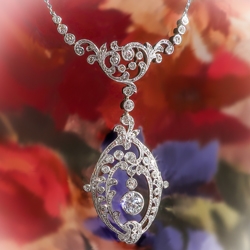 Edwardian Diamond Belle Epoque Drop Wedding Necklace 18k Yellow Gold Platinum