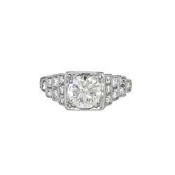 Elegant Art Deco 1.50ctw Old European Cut Diamond Engagement Ring Platinum