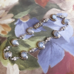 Vintage Art Deco 1930's Rare Gray Star Sapphire & Diamond Bracelet 10k White Gold