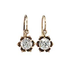 Reserved for D- Gorgeous Victorian 1.82ctw Old European Cut Diamond Buttercup Earrings 10k