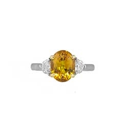 Estate Buttery 3.38ctw Yellow Sapphire & Moon Shape Diamond Ring 18k/Plat