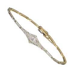 Perfect .31ct t.w. Sparkling Edwardian Diamond Bracelet 6.5' inches Plat/14k
