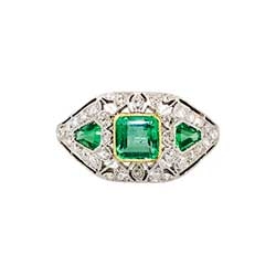 Drop Dead Gorgeous 1.59ct t.w. Art Deco Emerald & Diamond Ring Platinum/18k