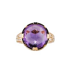 Estate Gorgeous Bvlgari Parentesi Amethyst & Diamond 18k Rose Gold Ring