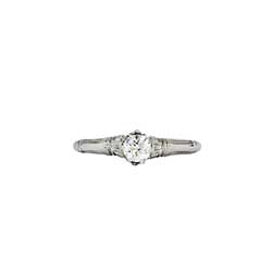 Pretty Ornate .20ct Edwardian Old European Cut Diamond Solitaire Engagement Ring 18k