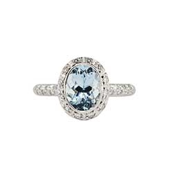 Perfect 2.25ct t.w. Estate Bailey Banks & Biddle Aquamarine Diamond Ring 18k