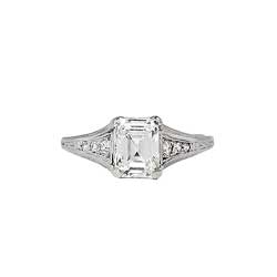 Art Deco 1930's Rare 1.26ct t.w. GIA Certified Emerald Cut Diamond Filigree Engagement Ring Platinum