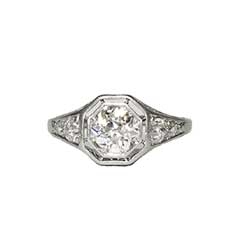 Extraordinary 1.31ct t.w. Hexagonal Bright Old European Cut Diamond Engagement Ring Platinum 