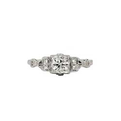 Glorious .48ct t.w. 1940's Old Transitional Cut Diamond Engagement Ring 14k