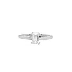 Timeless 1970's Perfect .59ct Emerald Cut Diamond Solitaire Engagement Ring Platinum
