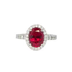 Museum Quality 2.86ct t.w. Natural Red Spinel & Diamond Halo Ring Platinum