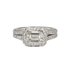 Heavenly Estate Ritani 2.25ct t.w. Emerald Cut Diamond & Pave' Halo Diamond Engagement Ring Platinum
