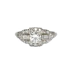 Amazing 1.15ct t.w. 1930's Art Deco Old European Cut Diamond Engagement Ring Platinum