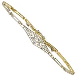 Understated Elegant .25ct t.w. Sparkling Art Deco Diamond Bracelet 7' Inches 18k