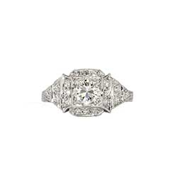 Striking 1.03ct t.w. 1930's Art Deco Old European Cut Diamond Engagement Ring Platinum