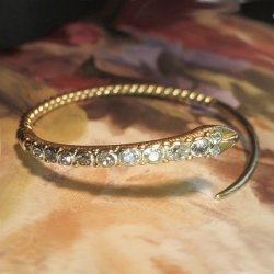 Antique Bracelet Victorian 1860's Table Old Mine Cushion Cut Diamond Serpent Snake Wrap Cuff Bracelet 18k Yellow Gold