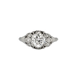 Beautiful 1.12ct t.w. 1930's Old European Cut Diamond Engagement Ring Platinum