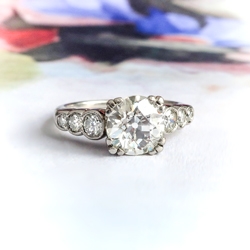 Phenomenal Art Deco 1.84ctw Old European Cut Diamond Engagement Ring Platinum