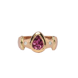 Pretty In Pink Estate 1.24ct t.w. Tourmaline & Diamond Three Stone Ring 14k Rose Gold