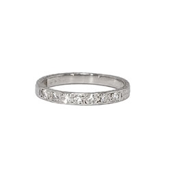 Beautiful .21ct t.w. Art Deco Seven Stone Diamond Wedding Band Platinum Size 6