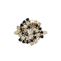 Vintage 1970's 1.22ct t.w. Sapphire & Diamond Spiral Ring 14k