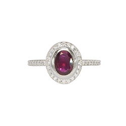 Lively 1.60ct t.w. Rich Ruby & Diamond Halo Ring Platinum