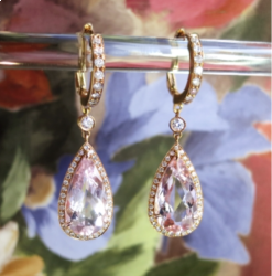 Stunning 8.48ct t.w. Morganite & Diamond Chandelier Dangle Earrings 18k