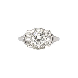 Art Deco 1.07ct t.w. Old European Cut Mixed Cut Diamond 1930's Engagement Ring Platinum