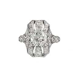 Edwardian 1920's 2.19ct t.w. Old European Cut Diamond Engagement Anniversary Ring Platinum
