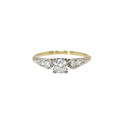 Art Deco 1930's Vintage .44ct t.w. Old European Cut Diamond Engagement Ring 14k Platinum