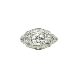 Art Deco 1930's Vintage 1.08ct t.w. Old European Cut Diamond Engagement Ring Platinum