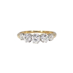 Art Nouveau 1900's 1.16ct t.w. Old European Cut Diamond Five Stone Anniversary Ring 18k Platinum
