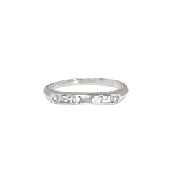 Art Deco 1930's .26ct t.w. Mixed Baguette & Single Cut Diamond Wedding Stacking Band Ring Platinum