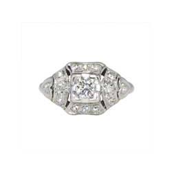 Art Deco 1930's Vintage .44ct t.w. Old European Cut Diamond Engagement Ring Platinum