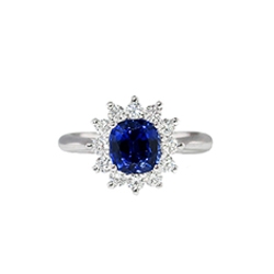 Vintage Estate 1.93ct t.w. Cushion Cut Blue Sapphire & Diamond Halo Princess Di Engagement Ring Platinum