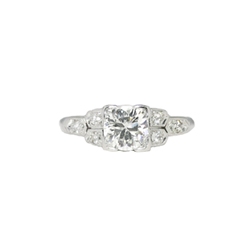 Art Deco 1930's .77ct t.w. Old European Cut Diamond Engagement Ring Platinum