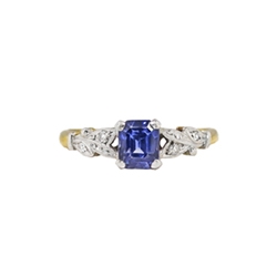 Antique Edwardian 1920's 1.25ct t.w. Sapphire & Diamond Engagement Ring 18k Platinum