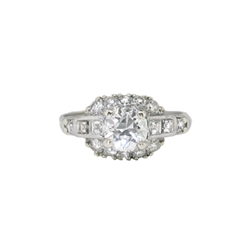 Art Deco 1930's 1.24ct t.w. Old European Cut Asscher Cut Diamond Engagement Ring Platinum 14k