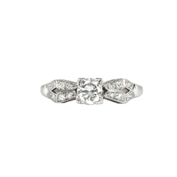 Art Deco 1930's .46ct t.w. Old Transitional Cut Diamond Engagement Ring Platinum