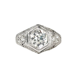 Art Deco 1930's 2ct t.w. Old European Cut Diamond Engagement Ring Platinum 14k