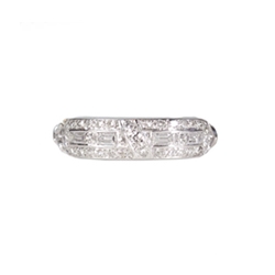 Art Deco 1930's .51ct t.w. Mixed Baguette & Single Cut Diamond Wedding Stacking Band Ring Platinum