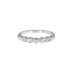 Vintage 1940's .21ct t.w. Five Stone Marquise Single Cut Diamond Wedding Ring Band Platinum