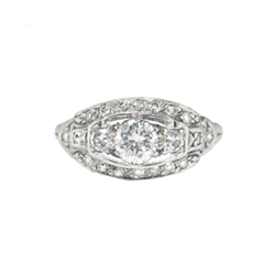 Vintage Art Deco 1930's .74ctw Old Cut Diamond Engagement Anniversary Ring Platinum