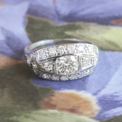 Vintage Art Deco 1930's 1.31ctw Old European Cut Diamond Engagement Anniversary Ring Platinum