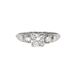 Vintage Retro 1940's .68ct t.w. Old Transitional Cut Diamond Engagement Ring Platinum
