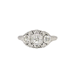 Vintage Art Deco 1930's .59ct t.w. Old European Cut Diamond Anniversary Engagement Ring Platinum