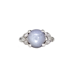 Vintage Retro 1950's 5.31ct t.w. Natural Gray Lavender Star Sapphire Diamond 14k White Gold Ring