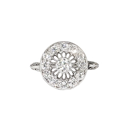 Vintage Art Deco 1930's .55ct t.w. Old European Cut Diamond Halo Filigree Platinum Engagement Anniversary Ring