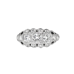 Art Deco 1930's Vintage 1.04ct t.w. Old Transitional Cut Diamond Engagement Anniversary Cocktail Ring Platinum