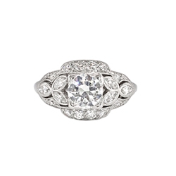 Vintage Art Deco 1930's 1.36ct t.w. Diamond Engagement Anniversary Wedding Ring Platinum